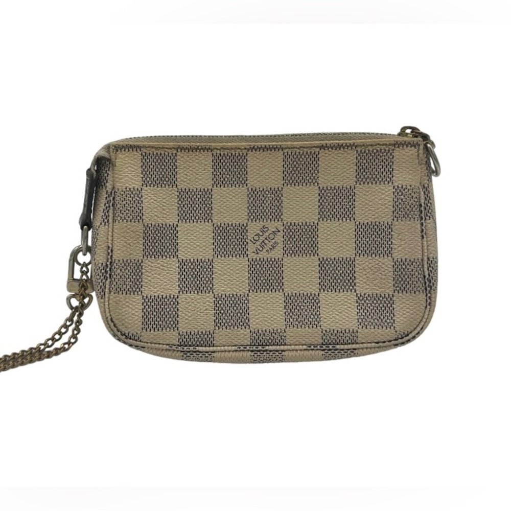 Authentic LOUIS VUITTON Damier White Mini Pochette Accessoires Pouch
